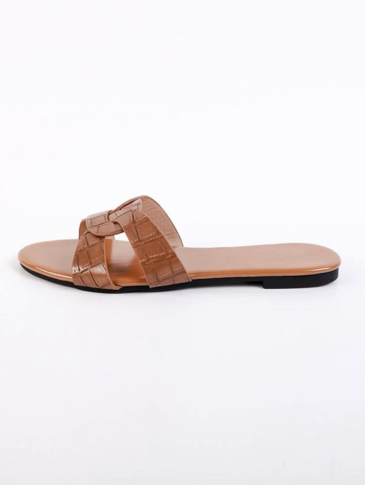 Open Toe Cross Strap Slide Sandals