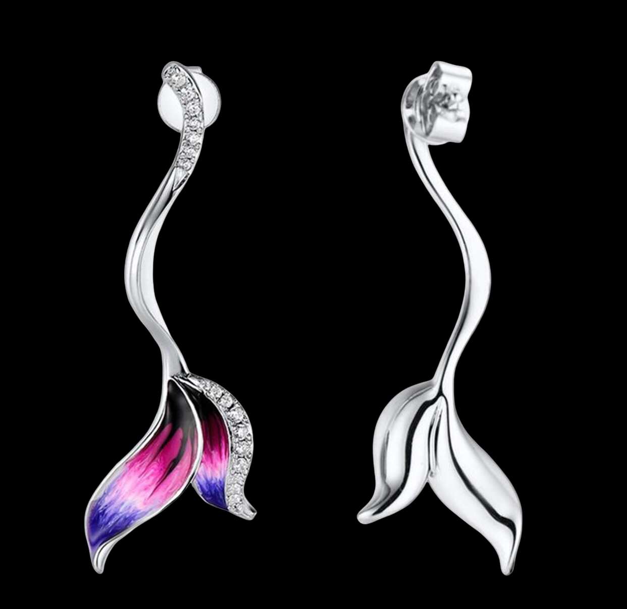 Fairy tail mermaid design drop earrings