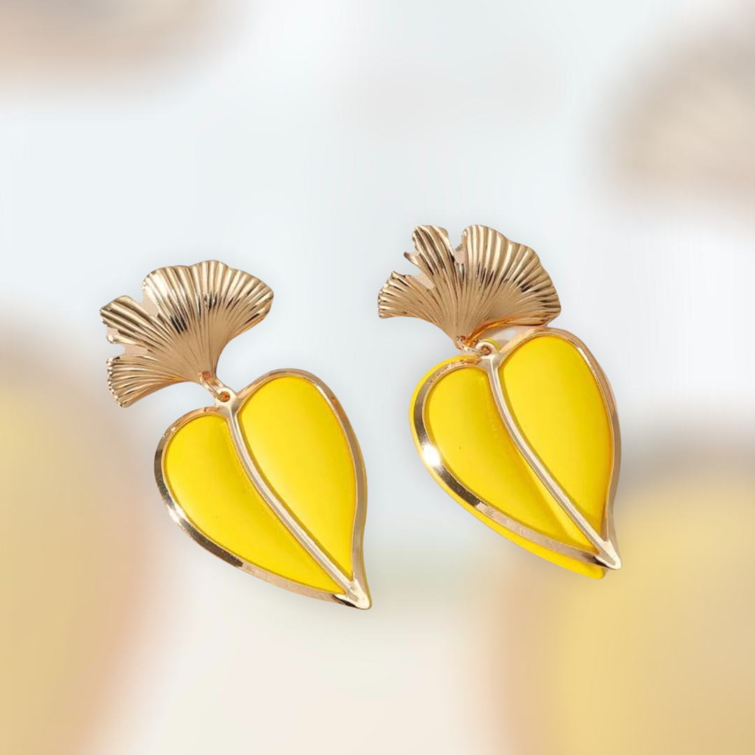 Yellow tear drop earrings