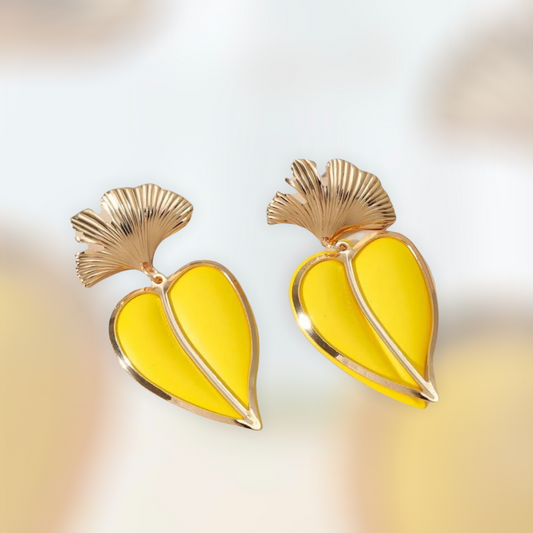 Yellow tear drop earrings