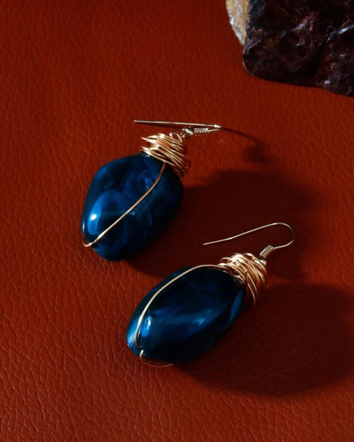 Blue stone dangle earrings