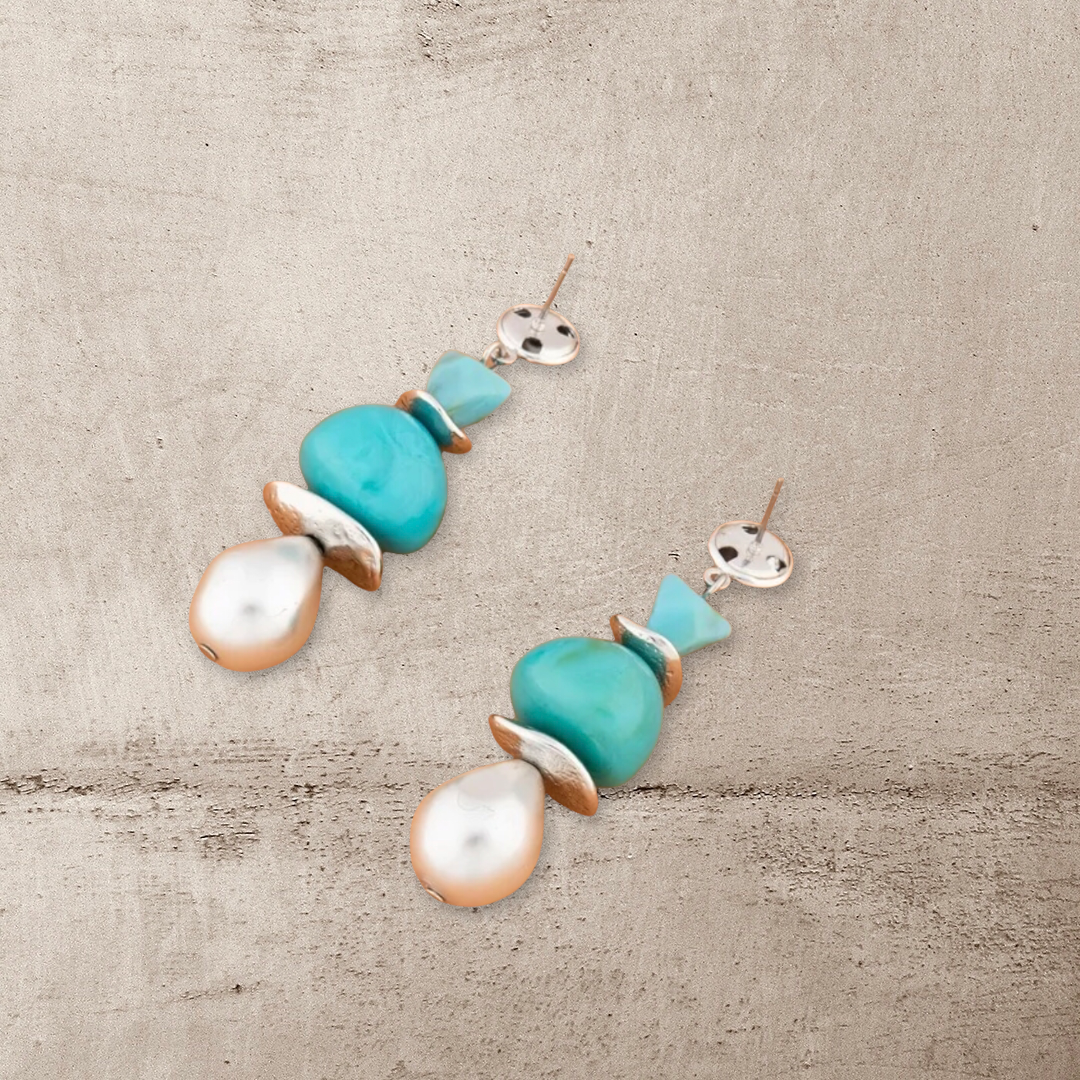 Faux pearl decor earrings