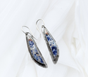 Retro silver personalized semi-precious lapis lazuli inspired stone dangle earrings