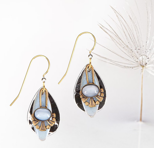Silver Forest Pearlescent Teardrop surgical steel Earrings