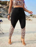 Curve and plus contrast leopard sports leggings - Christina’s unique boutique LLC