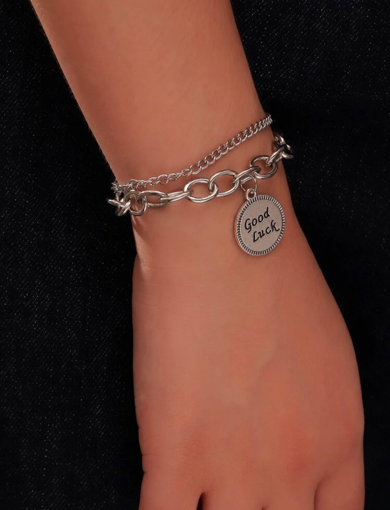 Girls letter decor round charm bracelet