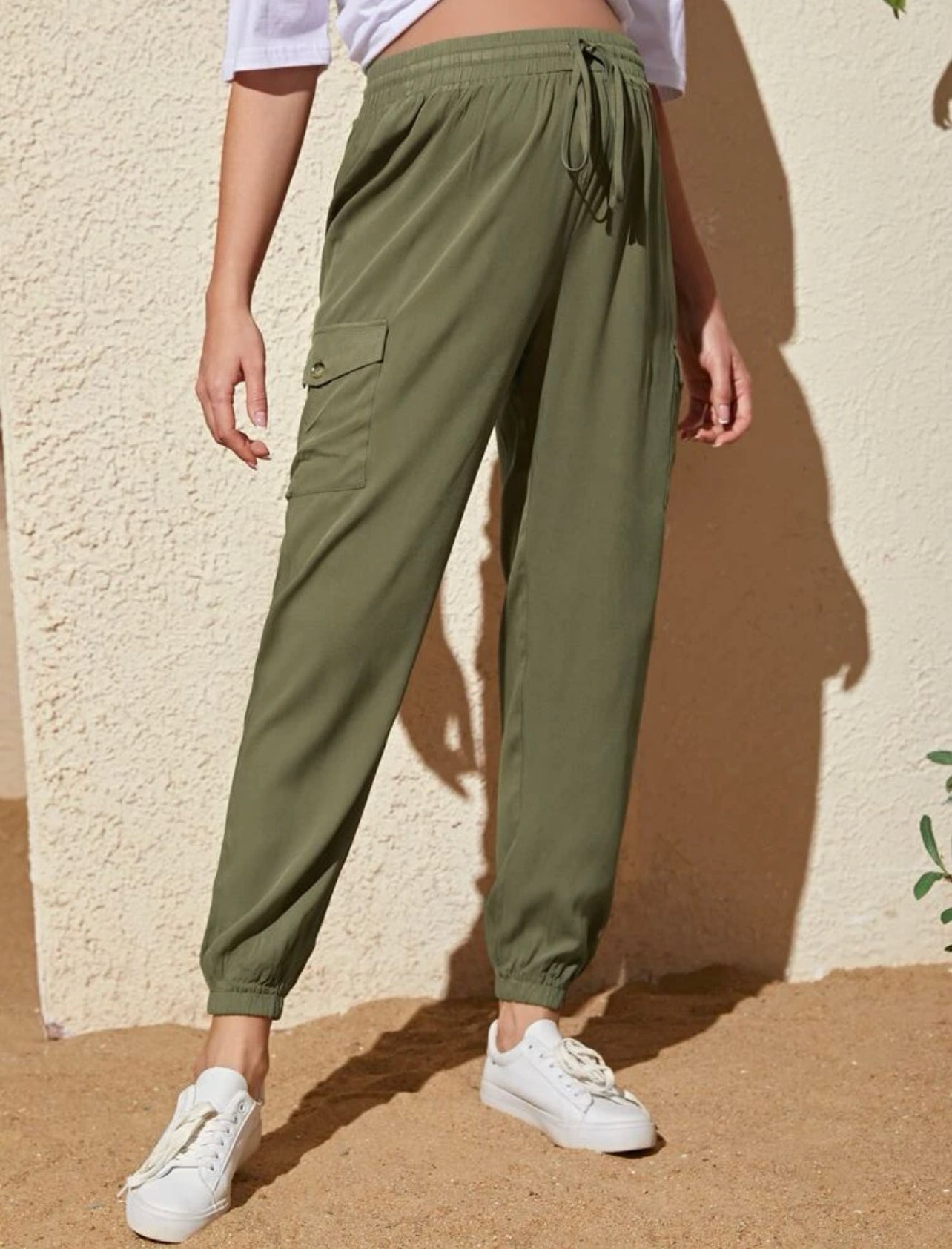 Maternity knit front flap pocket tapered pants