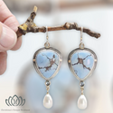 Light blue stone and Pearl feminine dangle earrings. - Christina’s unique boutique LLC
