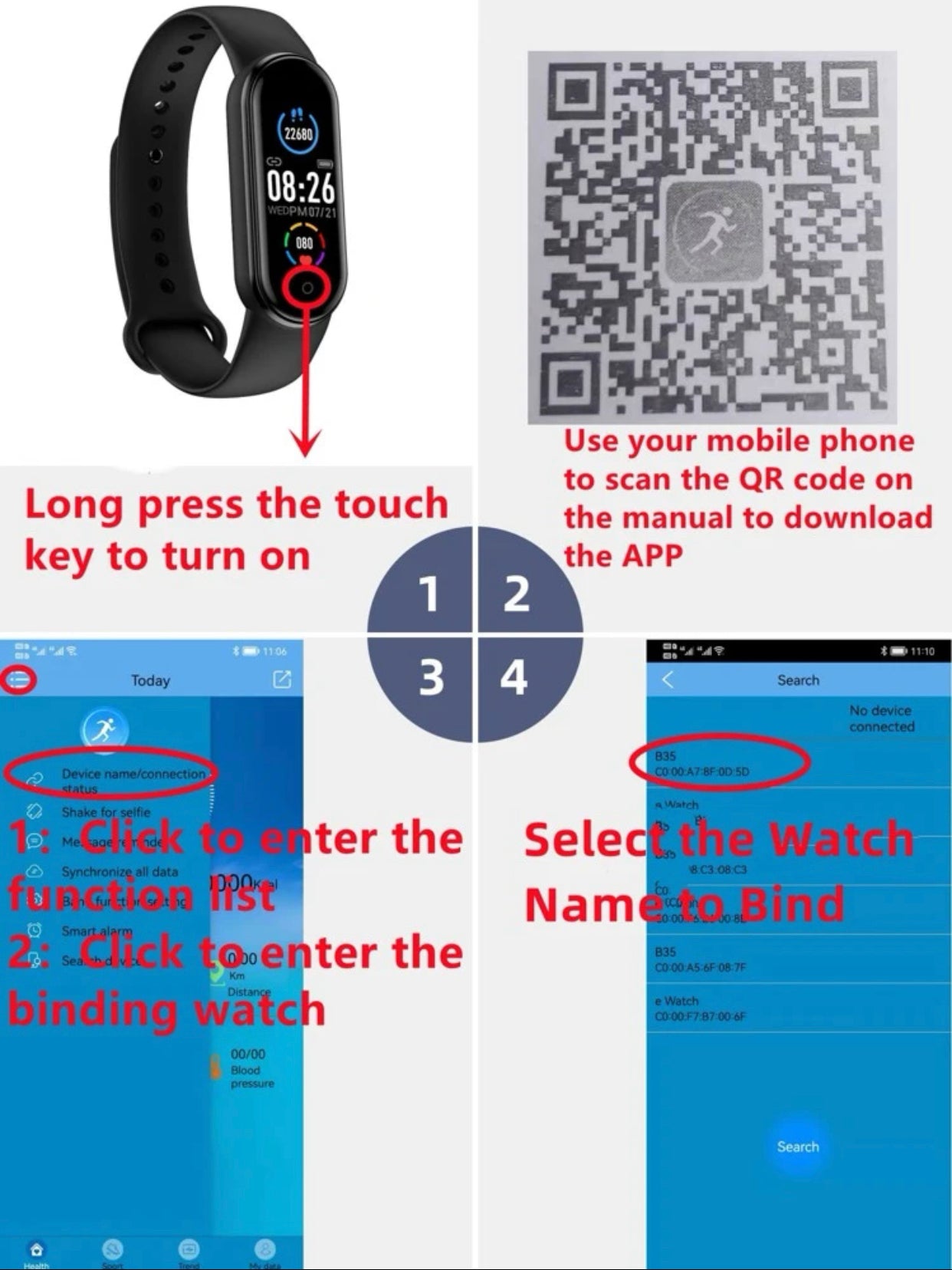 Blood pressure monitoring oval smart watch