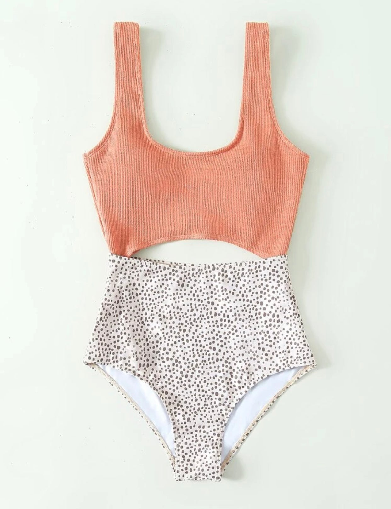 Peach colored Dalmatian cut out one piece swimsuit - Christina’s unique boutique LLC