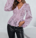 Chiffon bishop sleeve peplum blouse