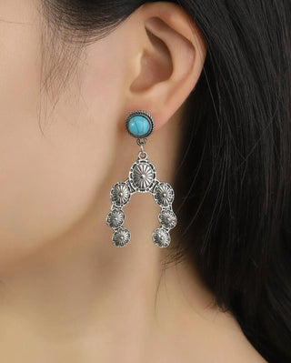 Turquoise decor textured drop earrings