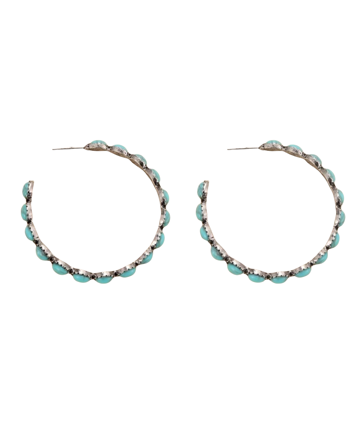 Turquoise decor hoop earrings