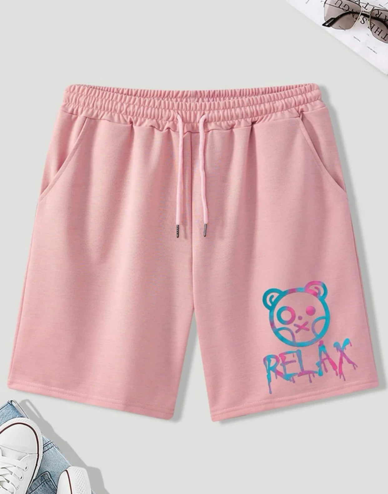 Men’s cartoon & letter graphic shorts