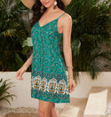 Double V-neck ditsy floral cami dress