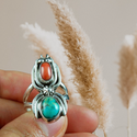 Unique spider coral and turquoise inspired statement rings.