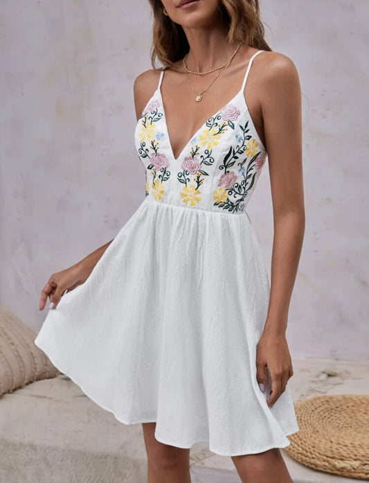 Floral embroidered cami dress