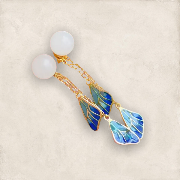 Hetian white jade long Tassel Earrings