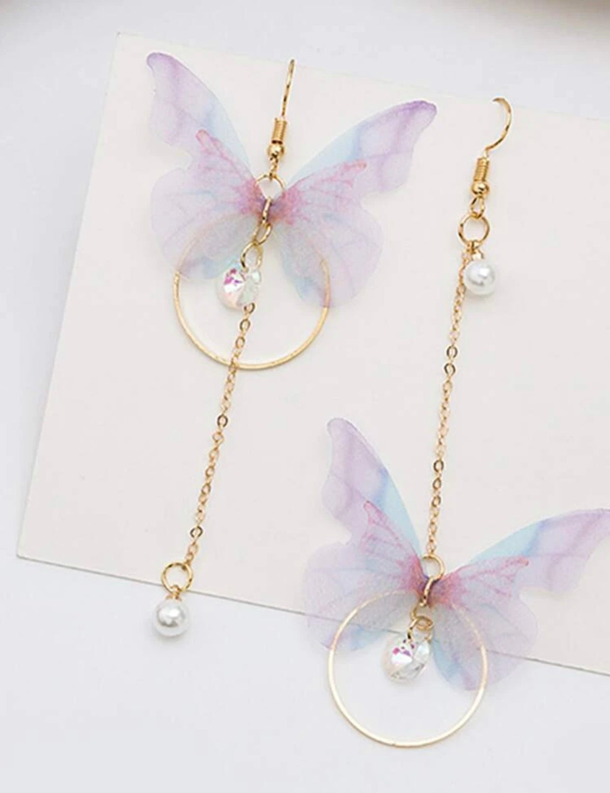 Butterfly charm drop earrings
