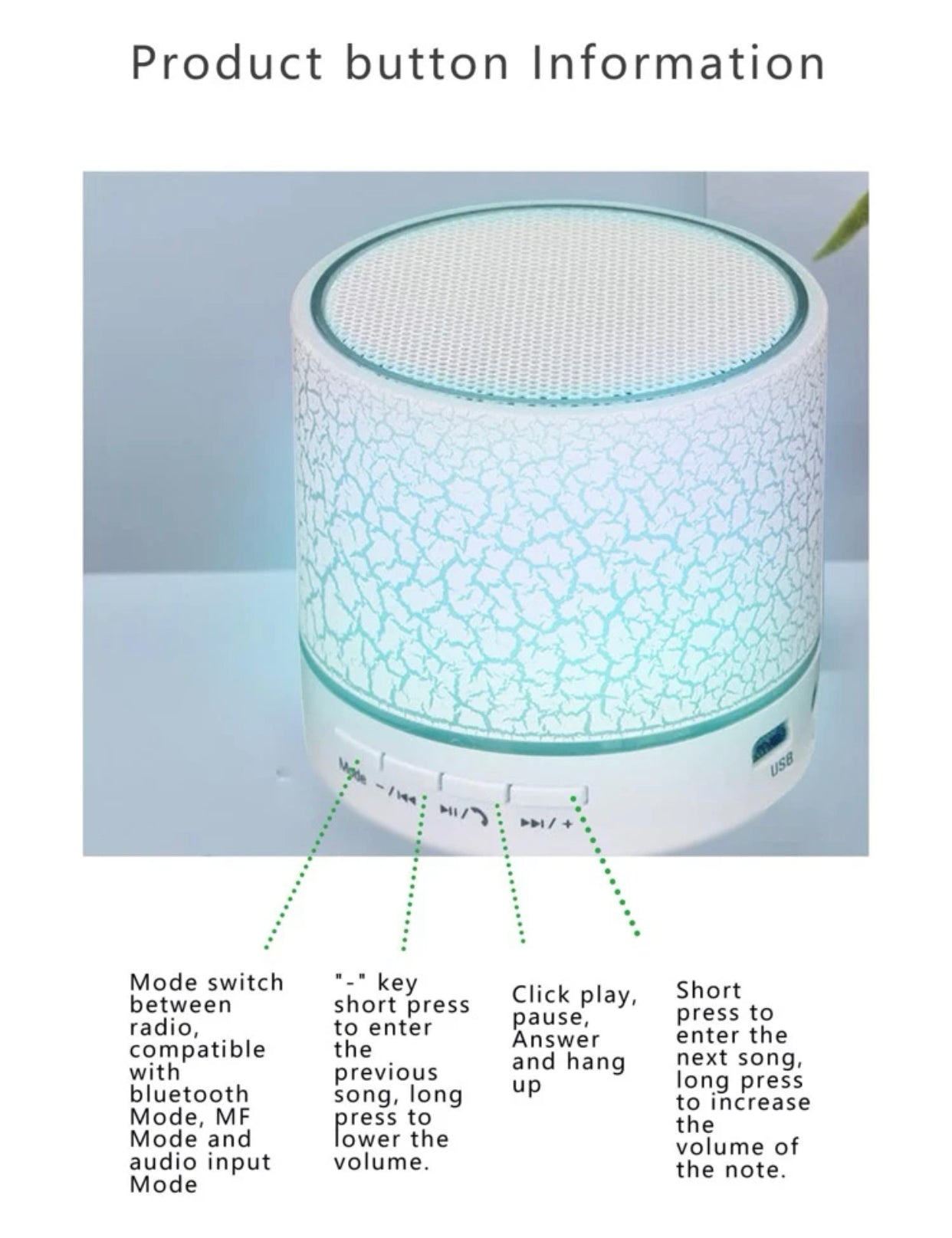 RGB light desktop wireless speaker compatible with Bluetooth