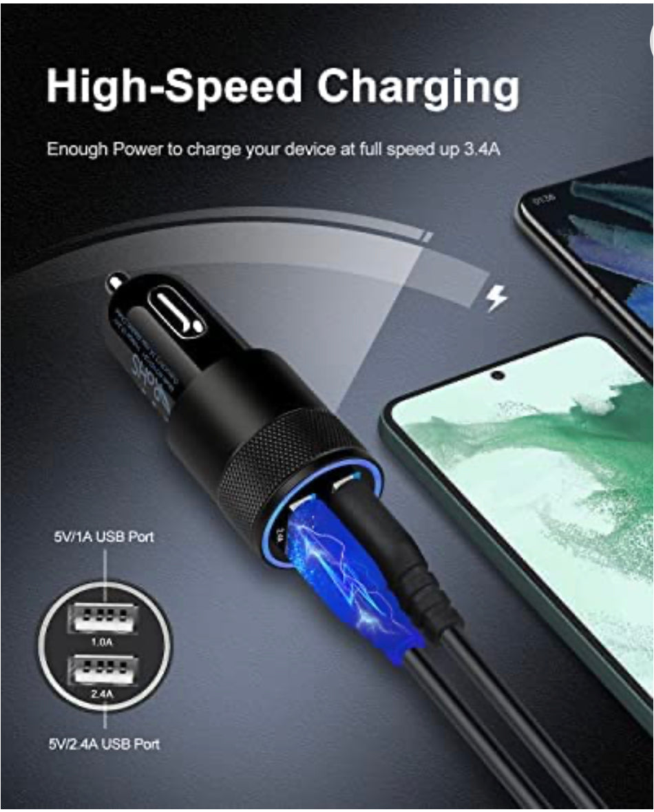 Car Charger, [2Pack] Fast Charge Dual Port USB Lighter Adapter