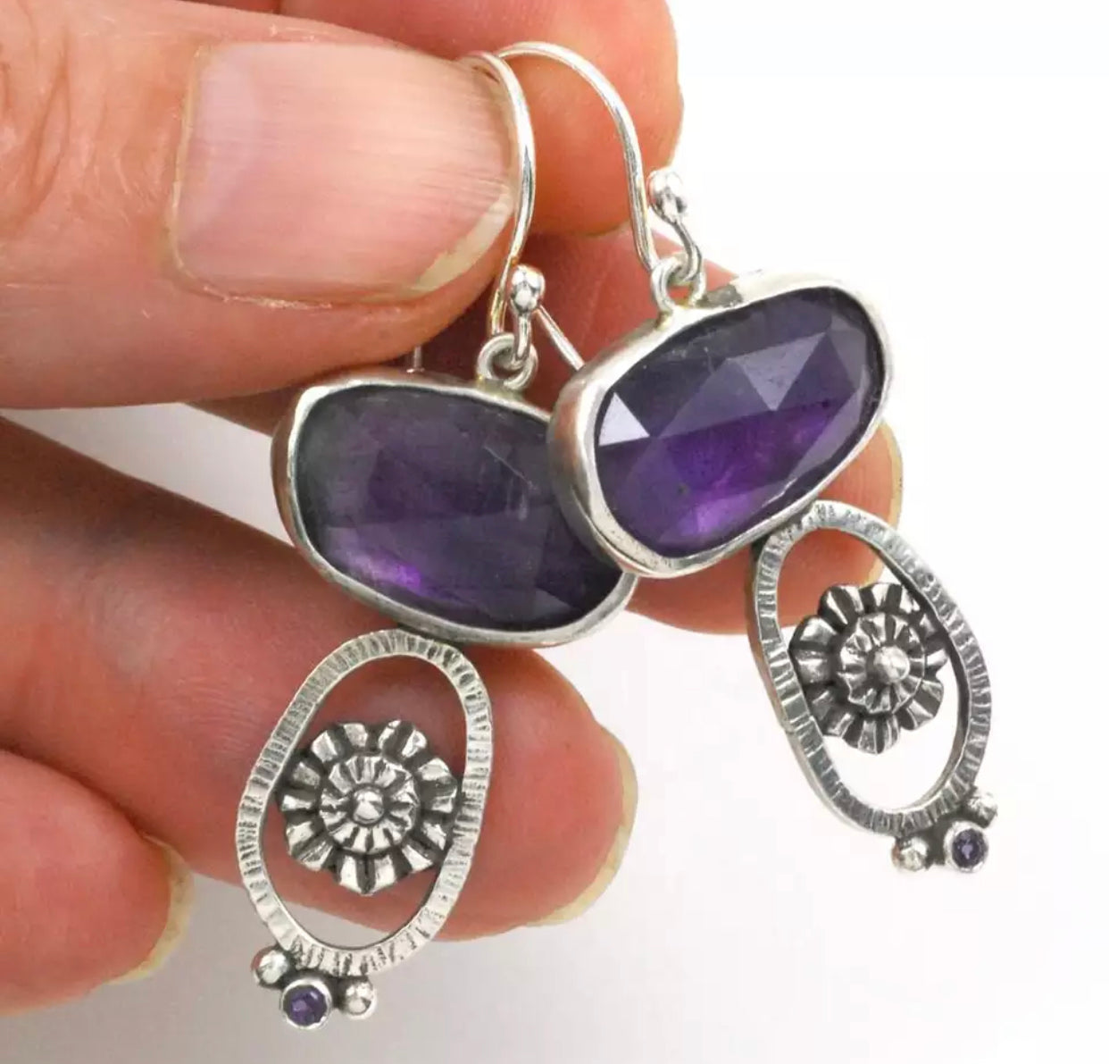 Purple stone dangle earrings - Christina’s unique boutique LLC