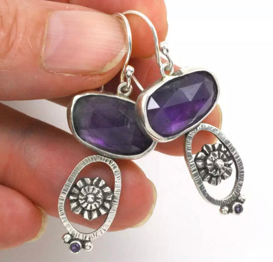 Purple stone dangle earrings - Christina’s unique boutique LLC