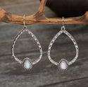Tribal ss Thai silver crystal stone inspired dangle earrings