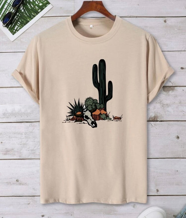 Men round neck cactus Print tee