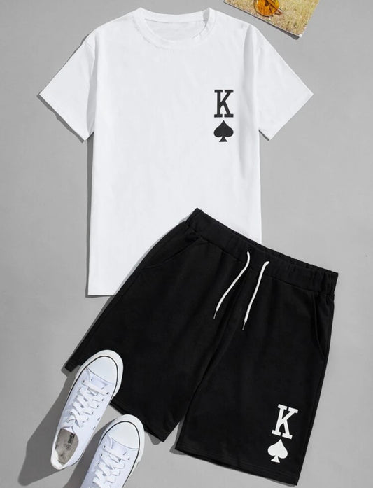 Men’s poker print tee & track short set - Christina’s unique boutique LLC