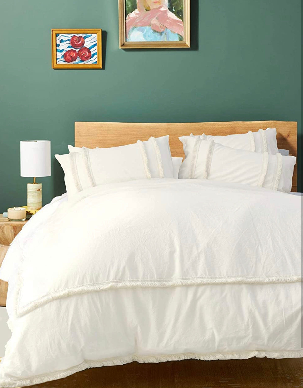 White Duvet Cover Tufted Boho Bedding Comforter Queen