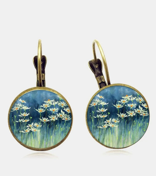 Floral print drop earrings
