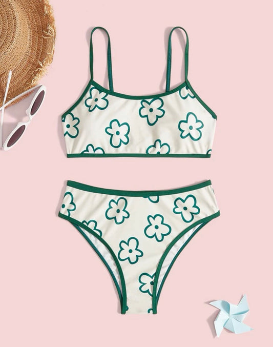 Teen girls floral print bikini swimsuit