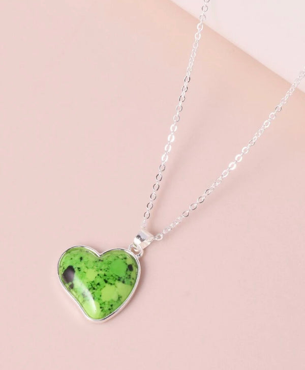 Green turquoise inspired heart shaped charm necklace - Christina’s unique boutique LLC