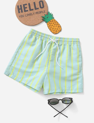 Boys Striped Tie Front Swim Shorts