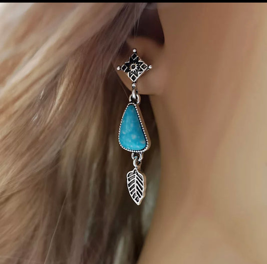 Gorgeous composite turquoise Native American inspired drop earrings - Christina’s unique boutique LLC