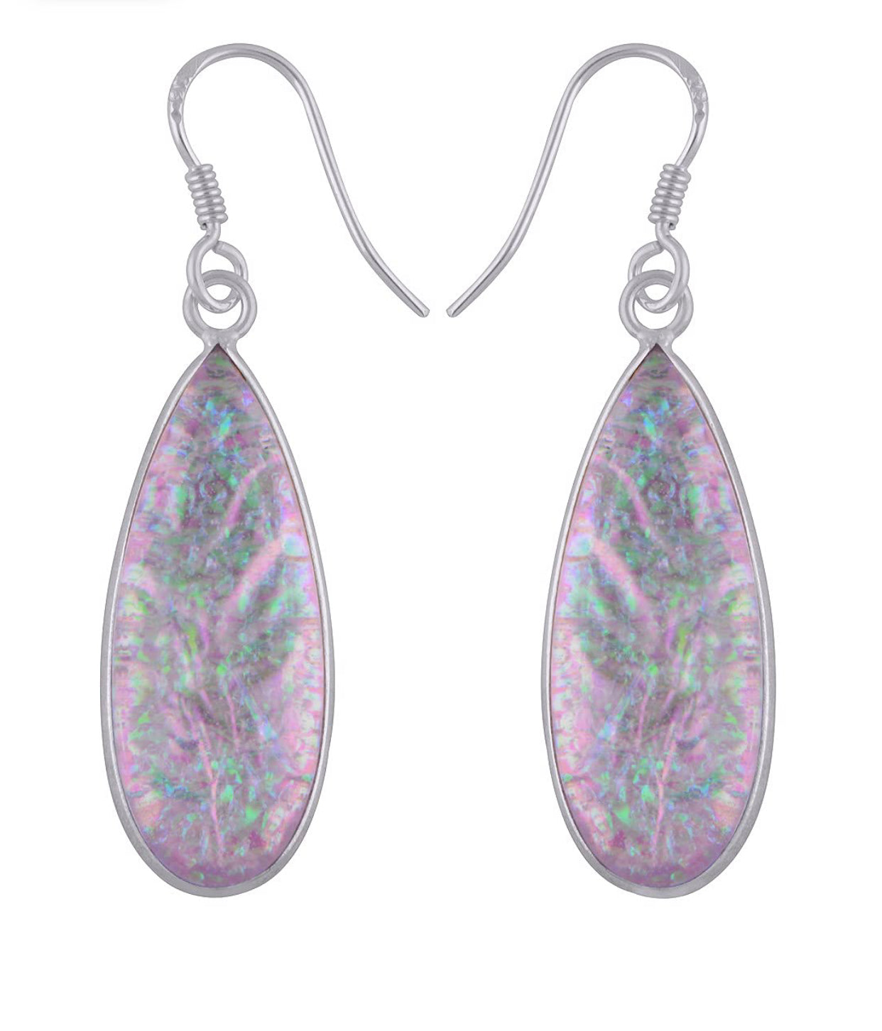 Solid 925 Sterling Silver Opal Handmade Dangle Earring