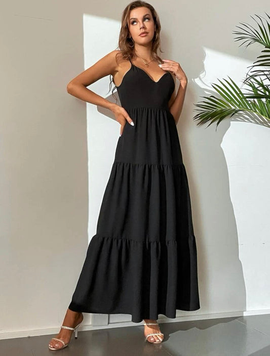Tall Solid Ruffle Hem Cami Dress
