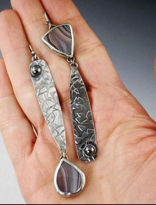 Textured metal geometric drop earrings - Christina’s unique boutique LLC