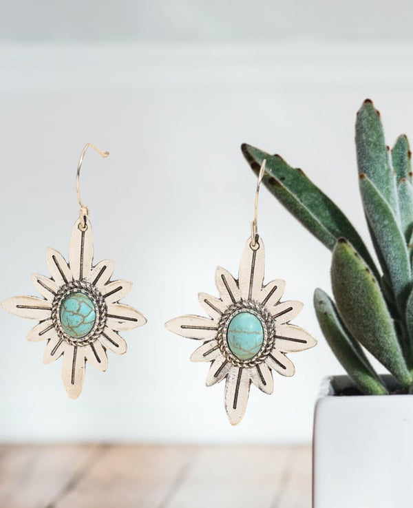 Turquoise decor drop earrings