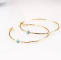 Blue Simulated Turquoise Gold Plated Brass Hoop Earrings