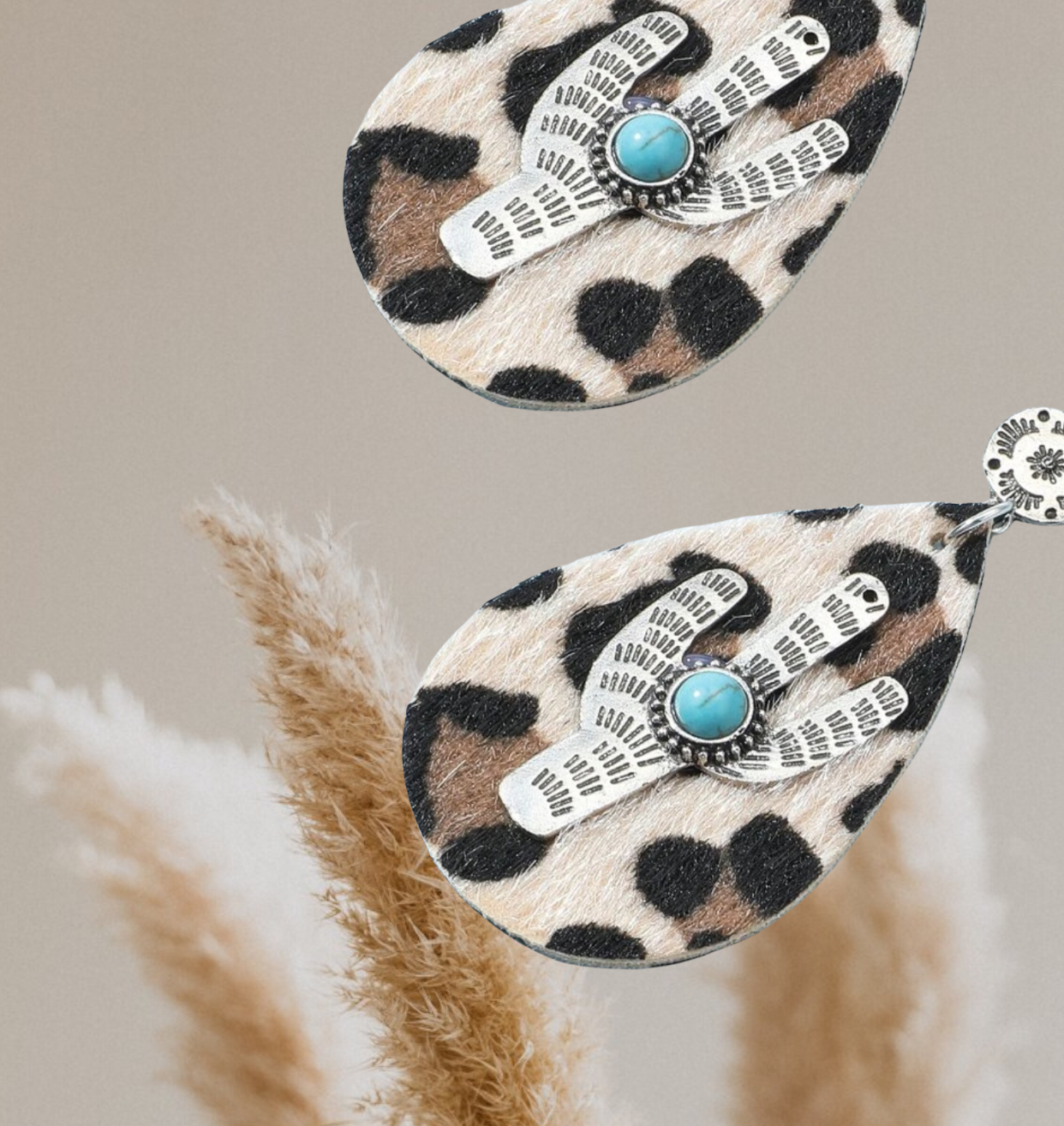 Leopard water-drop dangle earrings