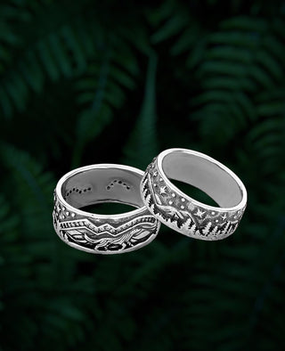 Wolf Rings for Men Women,Silver Plated Stainless Steel
