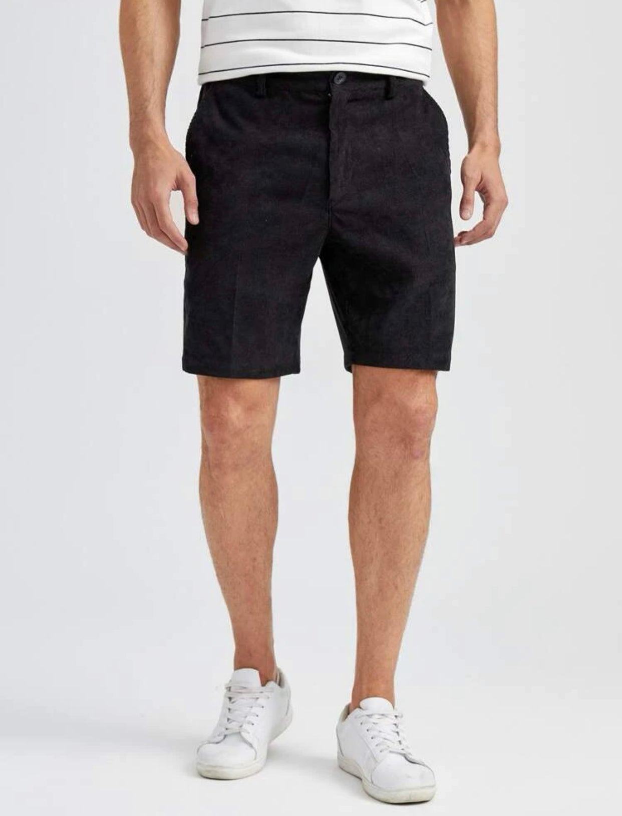 Men solid corduroy bermuda shorts