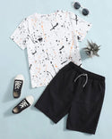 Boys ink splatter top & shorts set