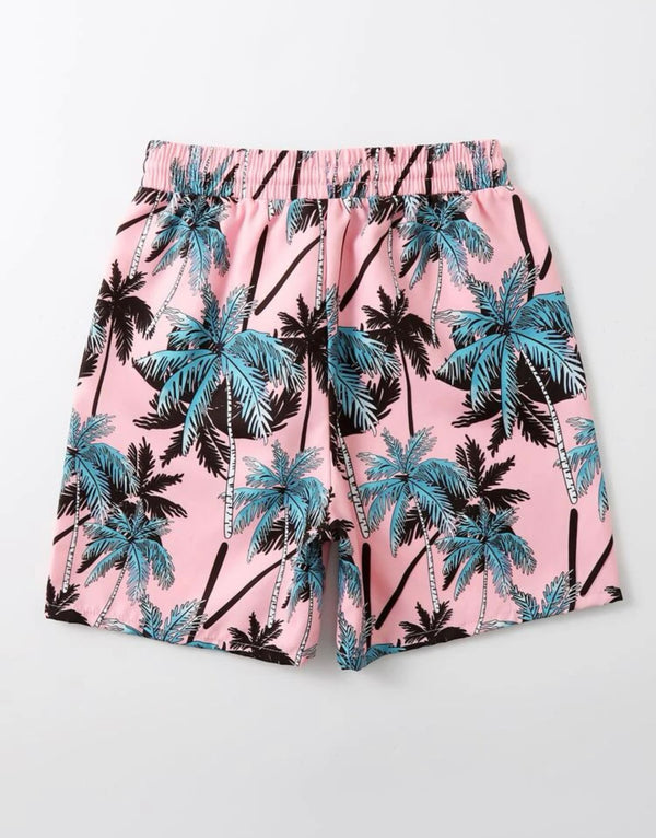 Boys Palm Tree Print Swim Shorts