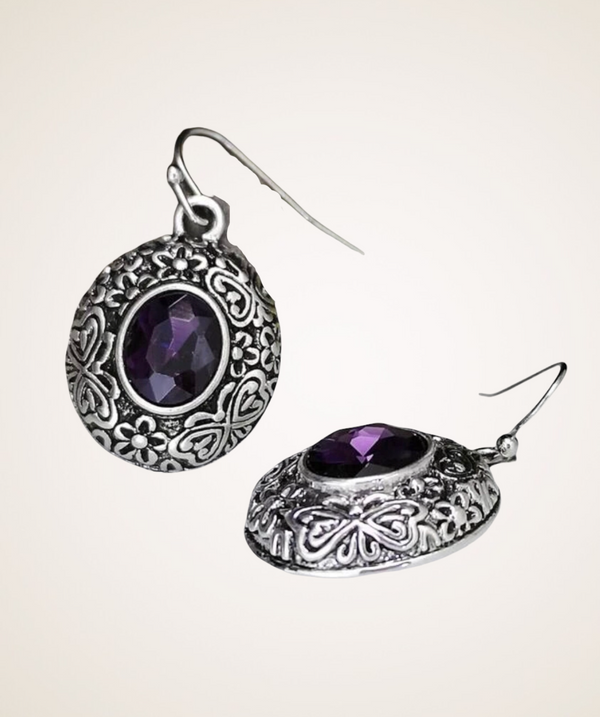 Sparkling purple decor dangle earrings