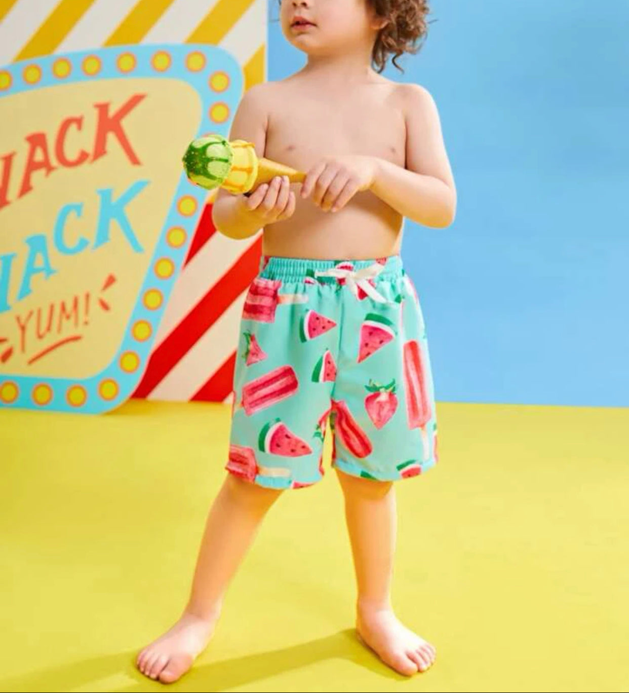 Toddler boys watermelon print swim shorts