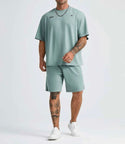 Extended sizes men letter graphic tee & shorts set