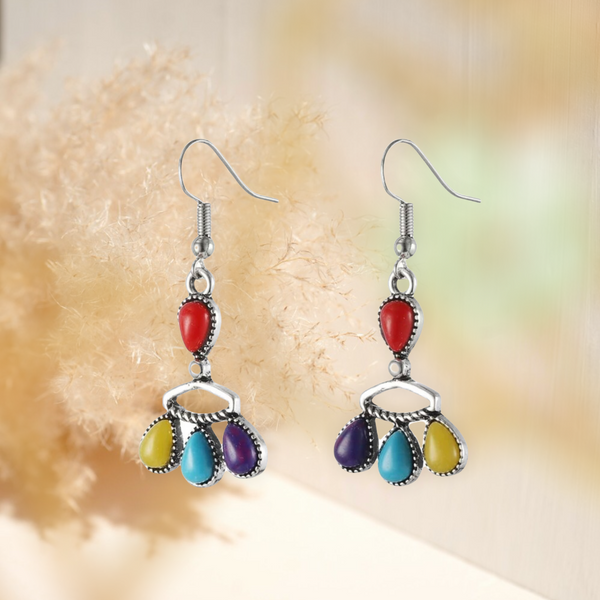 Colorful and eye catching stone water drop dangle earrings